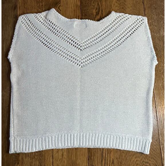 Vintage J J Brown Cotton Ramie Sweater Vest Ivory Sz L Runs Small 80’s - Picture 5 of 6